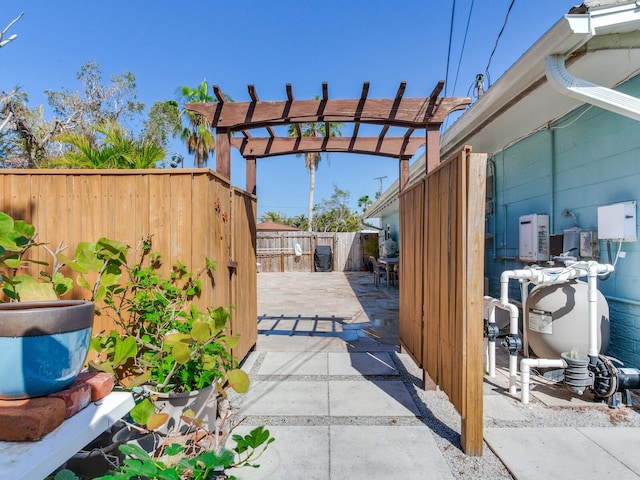 view of patio / terrace featuring a pergola