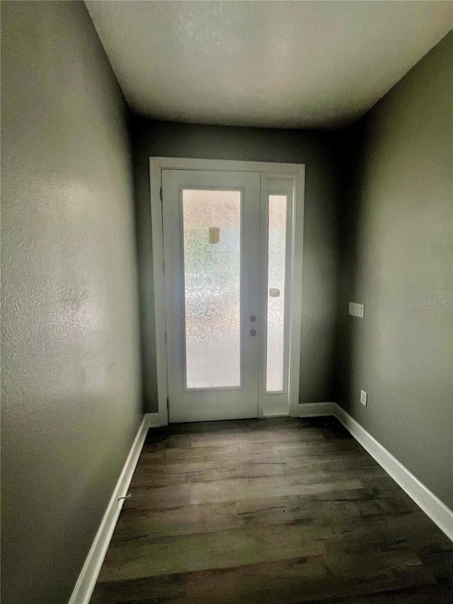 3413 N 72nd St, Tampa, FL 33619 - doorway with healthy amount of natural light, dark wood-type flooring, baseboards, and french doors