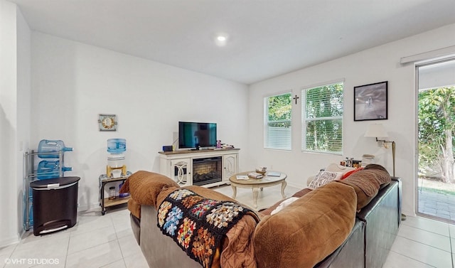 view of tiled living room