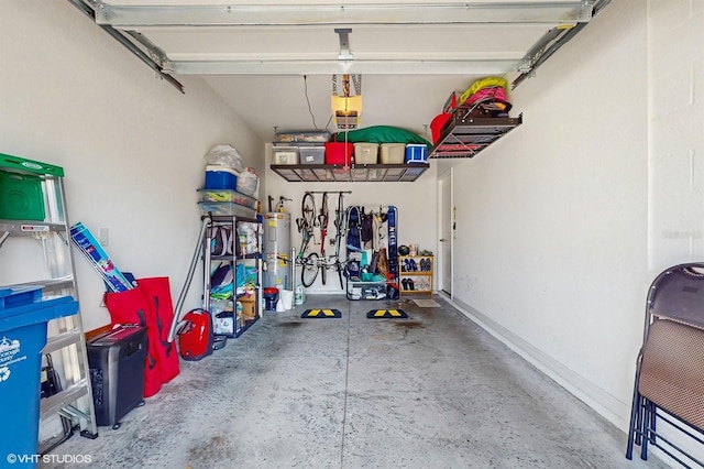 garage featuring electric water heater