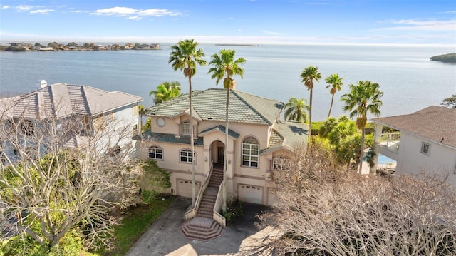 exterior space featuring a water view