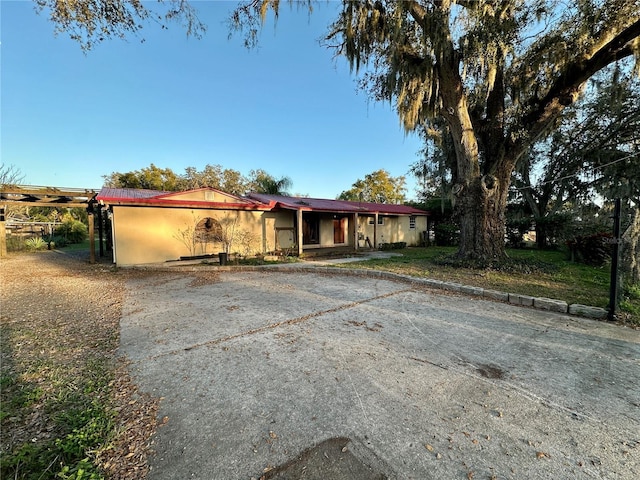 view of single story home