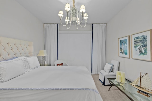 bedroom featuring a chandelier