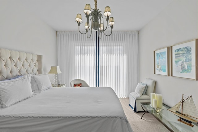 bedroom with an inviting chandelier