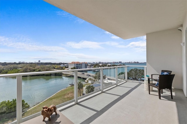 balcony with a water view