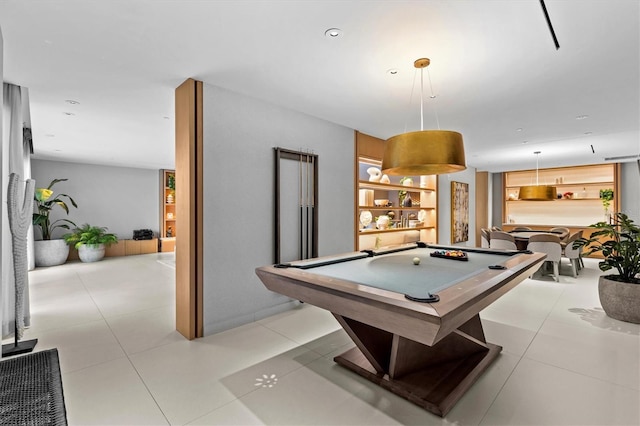 game room featuring billiards and light tile patterned floors