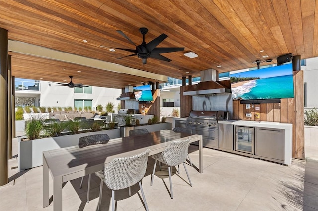 view of patio / terrace featuring ceiling fan and area for grilling