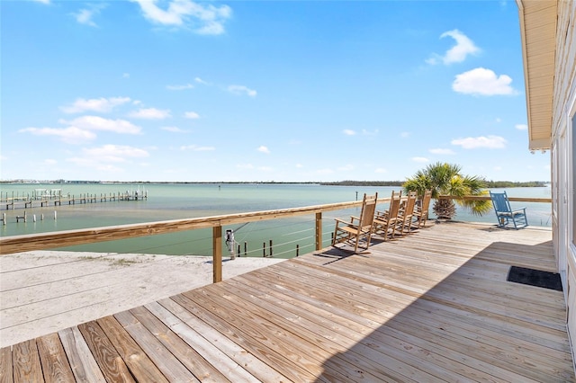 dock area featuring a water view