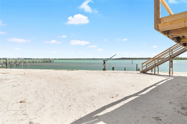 property view of water featuring a view of the beach