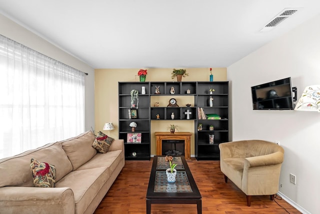 living room with hardwood / wood-style floors