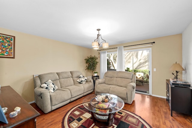 living room featuring hardwood / wood-style flooring