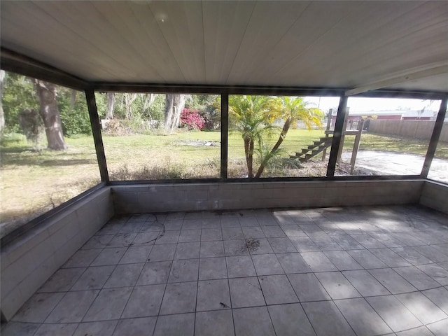 view of unfurnished sunroom