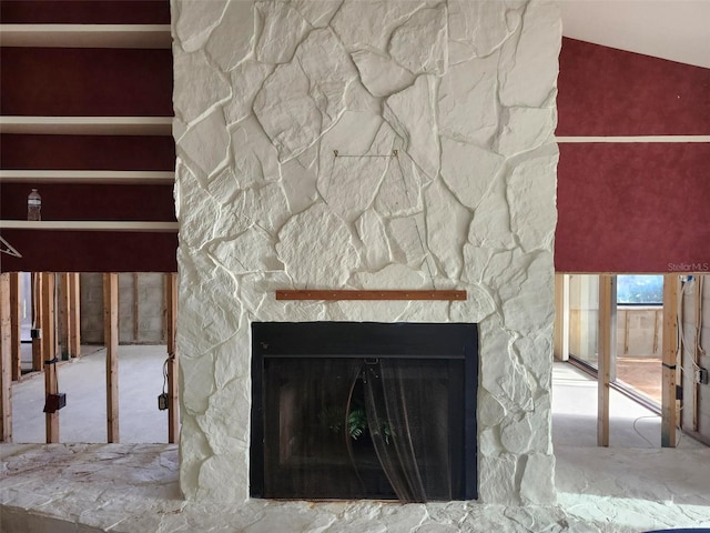 interior details with a fireplace