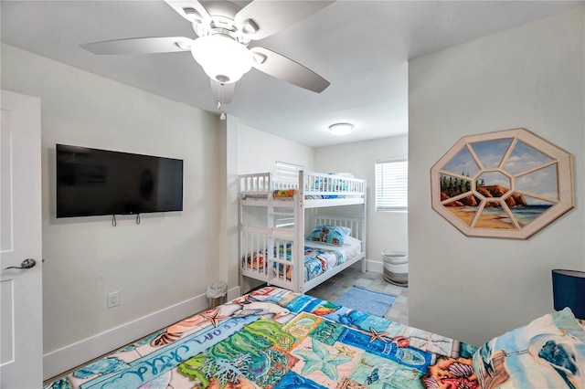 bedroom featuring ceiling fan