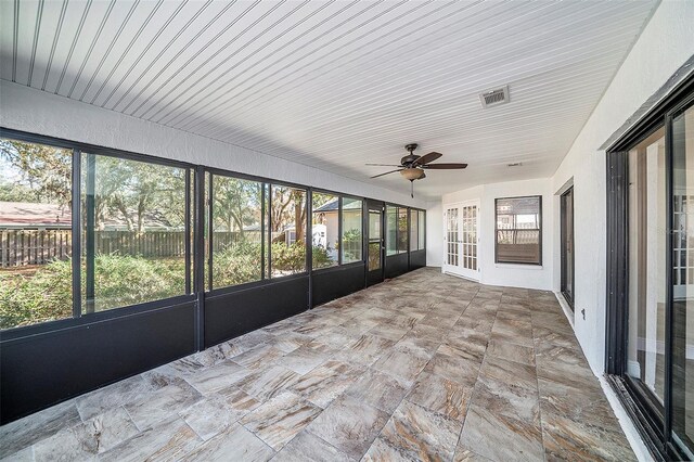 3013 Ridgevale Cir, Valrico, FL 33596 - unfurnished sunroom with visible vents and ceiling fan