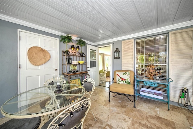 interior space with crown molding