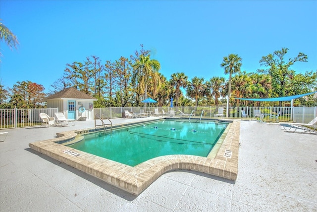 view of pool featuring a patio area