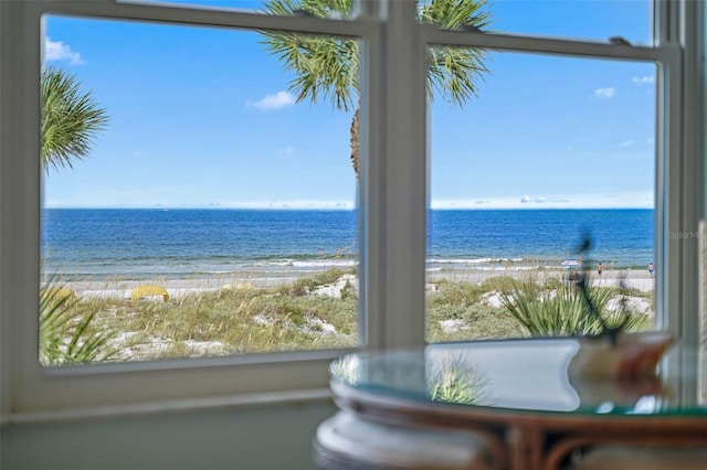 water view featuring a beach view