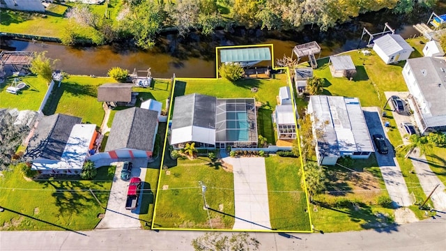 bird's eye view featuring a water view