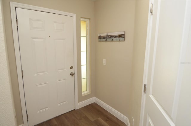 foyer entrance featuring dark hardwood / wood-style floors