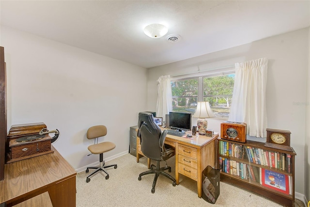 office area with light colored carpet