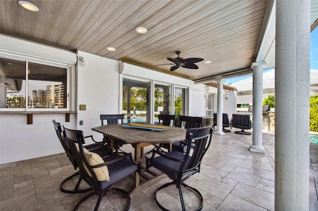 view of patio / terrace featuring ceiling fan and outdoor dining area