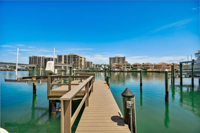 view of dock featuring a water view