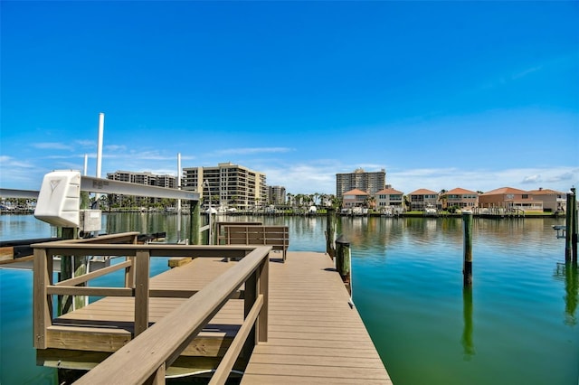 view of dock featuring a water view