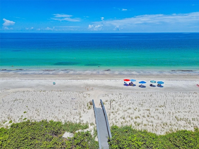 view of water feature featuring a view of the beach