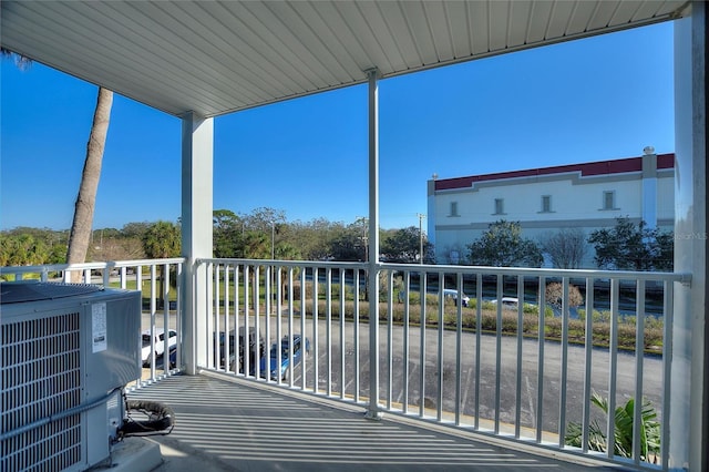 balcony with central air condition unit