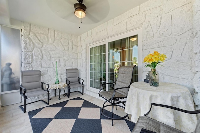 view of patio with ceiling fan