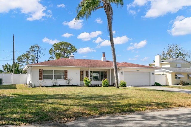 view of front of house featuring a garage and a front lawn