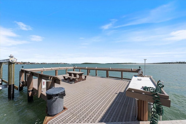 dock area featuring a water view