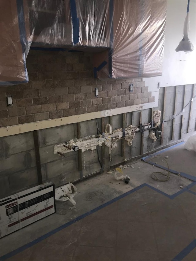 view of unfinished basement