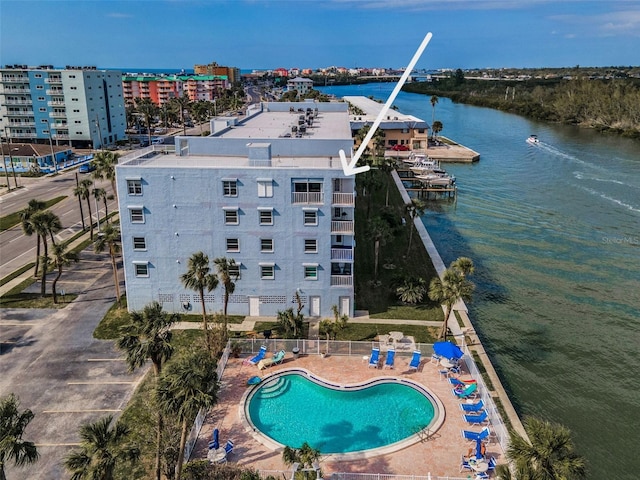 bird's eye view featuring a water view