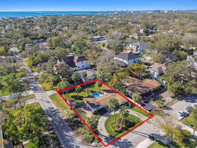 aerial view with a residential view