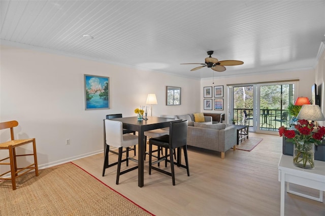 128 Nancy Dr Unit 128, Oldsmar, FL 34677 - dining room with crown molding, healthy amount of natural light, light wood-style flooring, and a ceiling fan