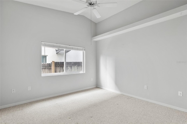45 Gulfwinds Dr W, Palm Harbor, FL 34683 - unfurnished room with ceiling fan, carpet floors, lofted ceiling, and baseboards