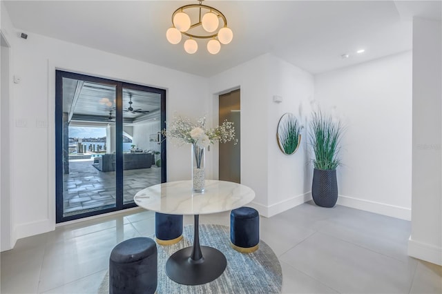 dining area with a chandelier