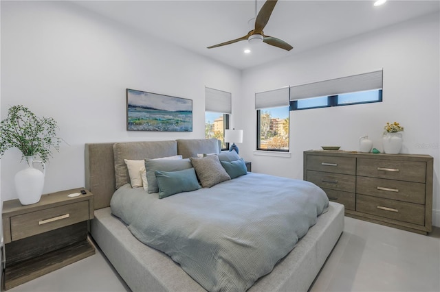 bedroom featuring ceiling fan