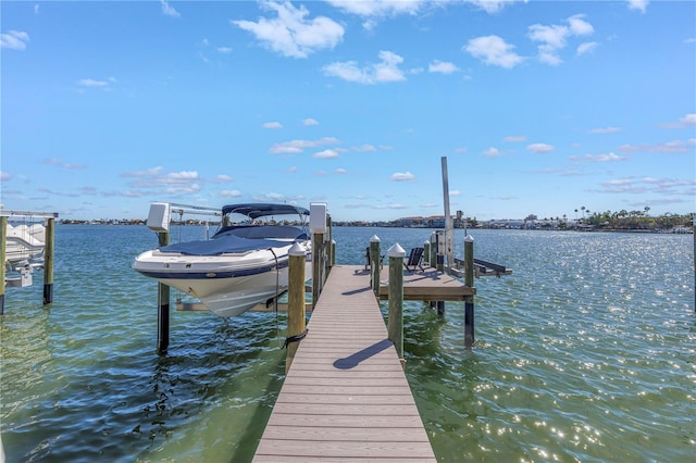 view of dock featuring a water view