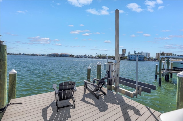 view of dock featuring a water view