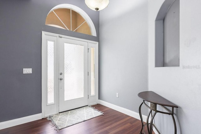 foyer with dark wood-type flooring