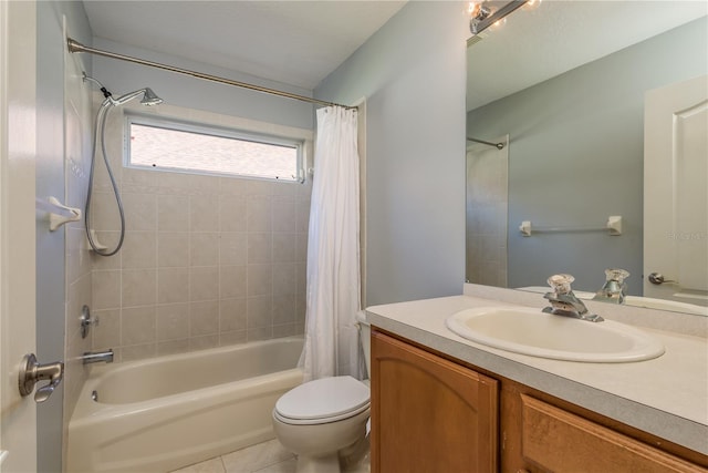 10537 Greensprings Dr, Tampa, FL 33626 - full bath featuring shower / bath combo, vanity, toilet, and tile patterned flooring