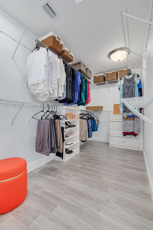 spacious closet with light wood-type flooring