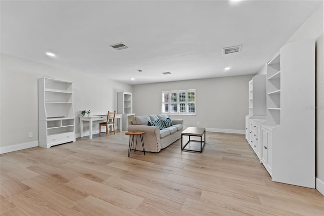 living room featuring light hardwood / wood-style floors