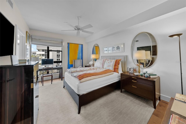 bedroom with light wood-type flooring