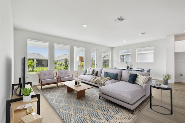 11885 Richmond Trl, Parrish, FL 34219 - living room featuring plenty of natural light, light wood-style floors, baseboards, and recessed lighting