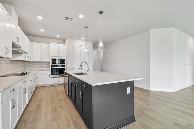 11885 Richmond Trl, Parrish, FL 34219 - kitchen featuring a sink, white cabinets, light countertops, appliances with stainless steel finishes, and recessed lighting