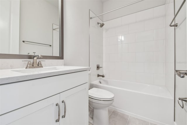 11885 Richmond Trl, Parrish, FL 34219 - bathroom with toilet, vanity,  shower combination, and tile patterned floors